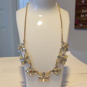 Floral Statement Necklace with Goldtone Chain